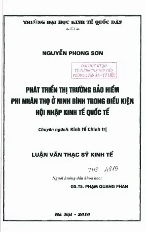 Phát Triển Thị Trường Bảo Hiểm Phi Nhân Thọ Tại Ninh Bình