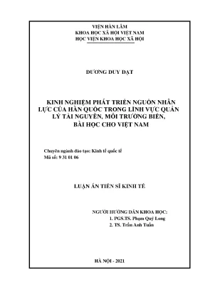 Kinh Nghiệm Phát Triển Nguồn Nhân Lực Quản Lý Tài Nguyên
