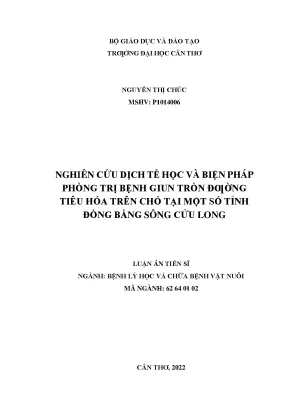 Nghiên Cứu Dịch Tễ Học Giun Tròn Đường Tiêu Hóa Trên Chó