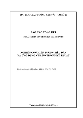 Nghiên Cứu Hiện Tượng Siêu Dẫn và Ứng Dụng Trong Kỹ Thuật