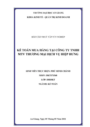 Báo Cáo Thực Tập Tốt Nghiệp Kế Toán Mua Hàng Tại Công Ty