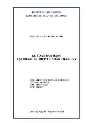 Báo Cáo Thực Tập Tốt Nghiệp Kế Toán Tại Doanh Nghiệp Tư Nhân