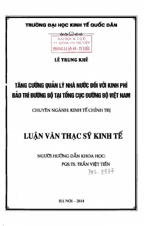 Tăng Cường Quản Lý Nhà Nước Đối Với Kinh Phí Bảo Trì