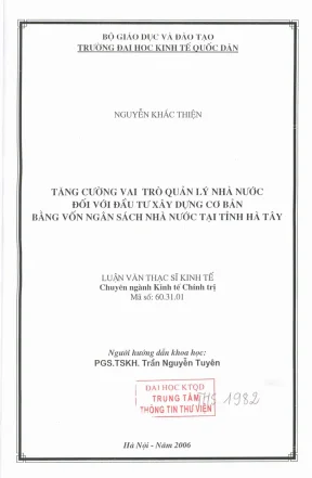 Tăng Cường Vai Trò Quản Lý Nhà Nước Trong Đầu Tư Xây