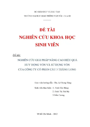 Giải Pháp Nâng Cao Hiệu Quả Sử Dụng Vốn Tại Công Ty Cổ 