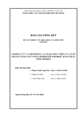 Nghiên Cứu Mô Phỏng Va Chạm Ô Tô Khách Thaco Huyndai 