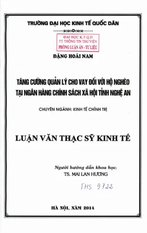 Quản Lý Cho Vay Đối Với Hộ Nghèo Tại Ngân Hàng Chính