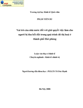Vai trò của Nhà nước trong quá trình ô thỏa hóa tại Hải 