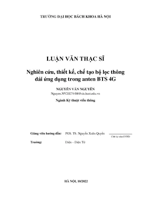 Nghiên cứu và thiết kế bộ lọc thông dải cho anten BTS 4G