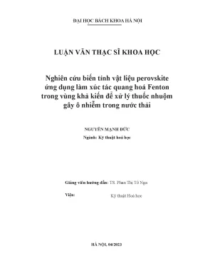 Nghiên cứu vật liệu perovskite làm xúc tác quang hóa 