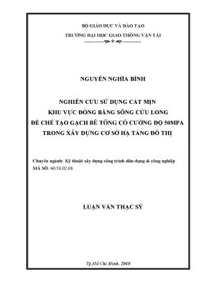 Nghiên Cứu Sử Dụng Cát Mịn Tại Đồng Bằng Sông Cửu Long