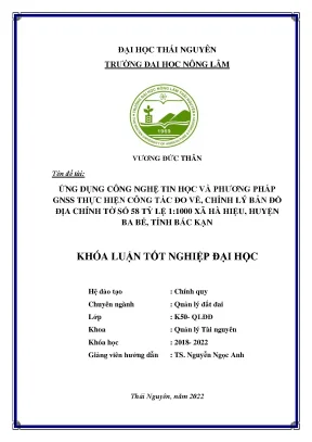Ứng Dụng Công Nghệ Tin Học và GNSS Trong Đo Vẽ Bản Đồ