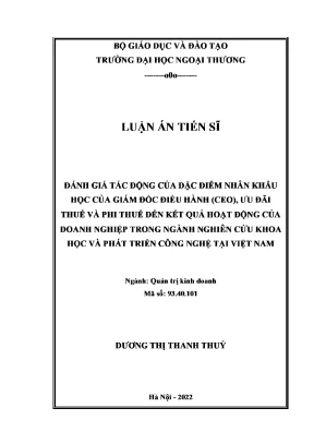 Tác Động Của Đặc Điểm Nhân Khẩu Học Của CEO Đến Kết Quả