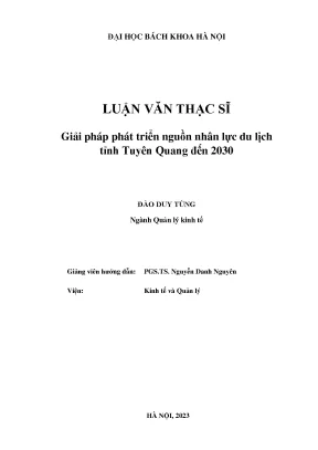 Giải Pháp Phát Triển Nguồn Nhân Lực Du Lịch Tỉnh Tuyên