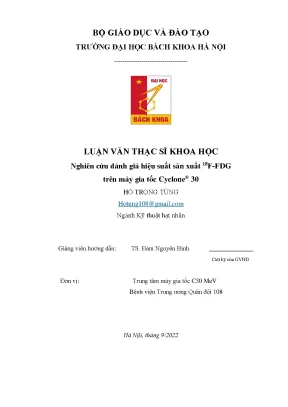 Nghiên Cứu Hiệu Suất Sản Xuất 18F-FDG Trên Máy Gia Tốc 