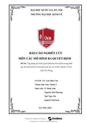 Ứng Dụng Mô Hình Quyết Định Đa Tiêu Chuẩn Trong Đánh Giá