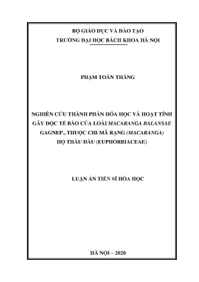 Nghiên Cứu Thành Phần Hóa Học và Hoạt Tính Gây Độc Tế