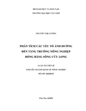 Phân Tích Yếu Tố Tăng Trưởng Nông Nghiệp Đồng Bằng Sông