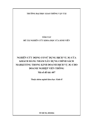 Nghiên Cứu Động Cơ Sử Dụng Dịch Vụ 3G và Chính Sách 