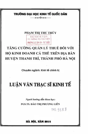 Nâng cao quản lý thuế đối với hộ kinh doanh cá thể tại