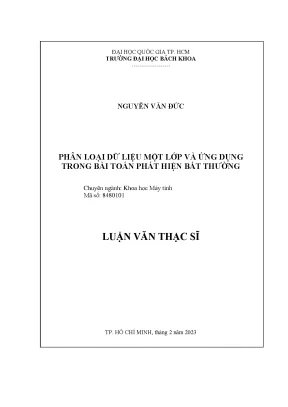 Phân loại dữ liệu một lớp và ứng dụng trong phát hiện