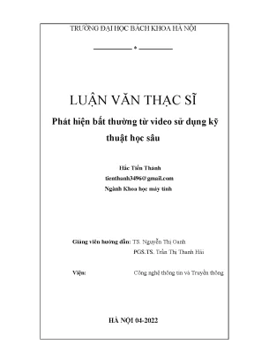 Phát Hiện Bất Thường Từ Video Sử Dụng Kỹ Thuật Học Sâu