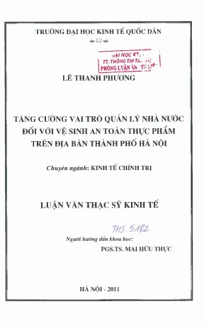 Tăng Cường Vai Trò Quản Lý Nhà Nước Đối Với Vệ Sinh An