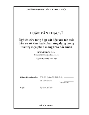 Nghiên Cứu Vật Liệu Xúc Tác Oxit Coban Trong Thiết Bị