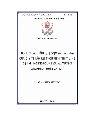 Nghiên Cứu Hiệu Quả Giảm Đau Sau Phẫu Thuật Gây Mê Hồi Sức