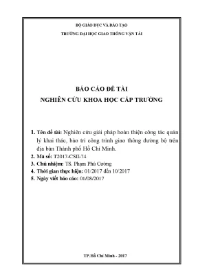 Giải Pháp Hoàn Thiện Quản Lý Khai Thác và Bảo Trì Công