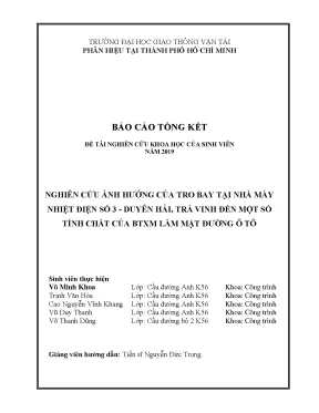 Nghiên Cứu Ảnh Hưởng Của Tro Bay Tại Nhà Máy Nhiệt Điện 