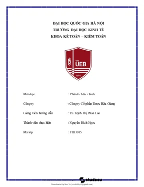 Phân Tích Tài Chính Công Ty Cổ Phần Dược Hậu Giang