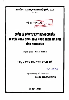 Quản Lý Đầu Tư Xây Dựng Cơ Bản Từ Ngân Sách Nhà Nước Tại