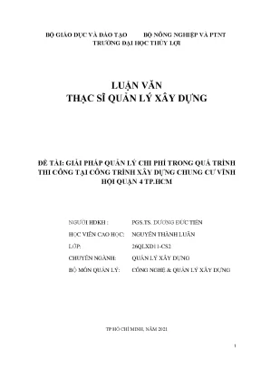 Giải Pháp Quản Lý Chi Phí Thi Công Chung Cư Vĩnh Hội Quận 4