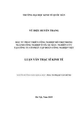 Nghiên Cứu Đầu Tư Phát Triển Ngành Công Nghiệp Hỗ Trợ Ô