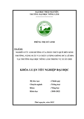 Nghiên Cứu Ảnh Hưởng Của Phân Trùn Quế Đến Sinh Trưởng