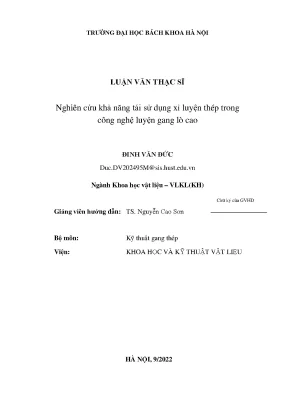 Nghiên cứu khả năng tái sử dụng xỉ luyện thép trong công