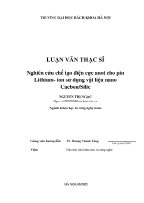 Nghiên Cứu Chế Tạo Điện Cực Anot Cho Pin Lithium-Ion Sử 