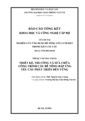 Nghiên Cứu Ứng Dụng Bê Tông Cốt Lưới Dệt Trong Kết Cấu Cầu