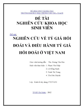 Nghiên Cứu Tỷ Giá Hối Đoái và Điều Hành Tỷ Giá Hối Đoái