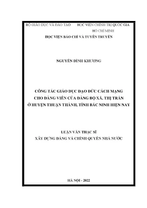 Giáo Dục Đạo Đức Cách Mạng Cho Đảng Viên Tại Huyện Thuận