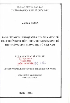 Vai trò của Nhà nước trong phát triển kinh tế tư nhân