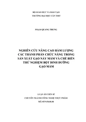 Nghiên Cứu Nâng Cao Hàm Lượng GABA Trong Sản Xuất Gạo