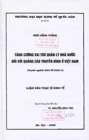 Vai Trò Quản Lý Nhà Nước Đối Với Quảng Cáo Truyền Hình