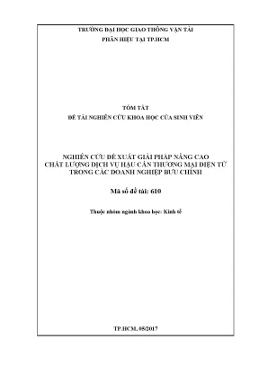 Giải Pháp Nâng Cao Chất Lượng Dịch Vụ Hậu Cần Thương Mại 