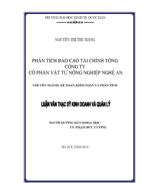 Phân Tích Báo Cáo Tài Chính Tổng Công Ty Cổ Phần Vật Tư 
