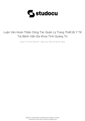 Cải Thiện Quản Lý Trang Thiết Bị Y Tế Tại Bệnh Viện Đa
