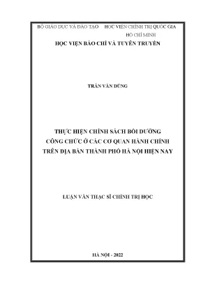 Chính Sách Bồi Dưỡng Công Chức Tại Các Cơ Quan Hành 