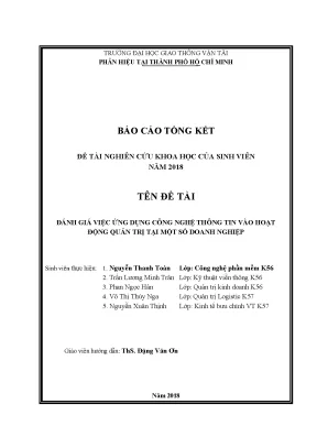 Đánh Giá Ứng Dụng Công Nghệ Thông Tin Trong Quản Trị 