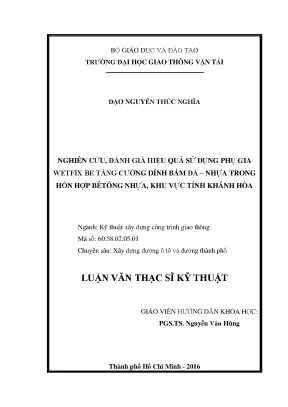 Nghiên Cứu Hiệu Quả Sử Dụng Phụ Gia Wetfix BE Trong Bê
